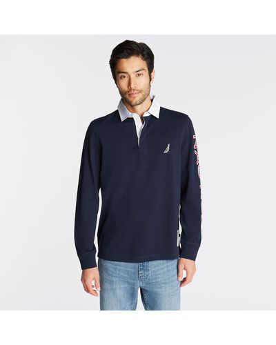 Nautica Big & Tall Logo Rugby Shirt - Blue