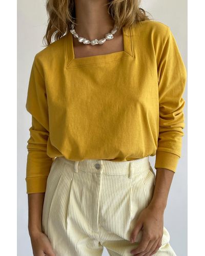 DONNI. Jersey Square Neck Long Sleeve - Yellow