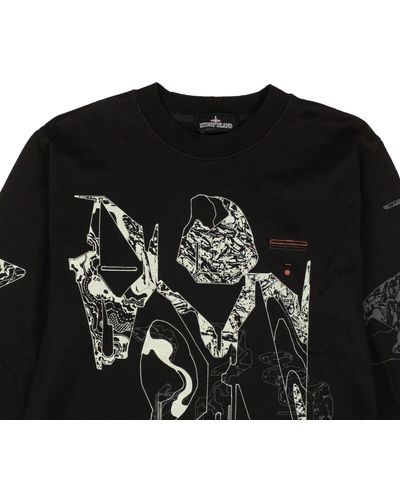 Stone Island Shadow Project Stone Island Abstract Print Ls Shirt - Black