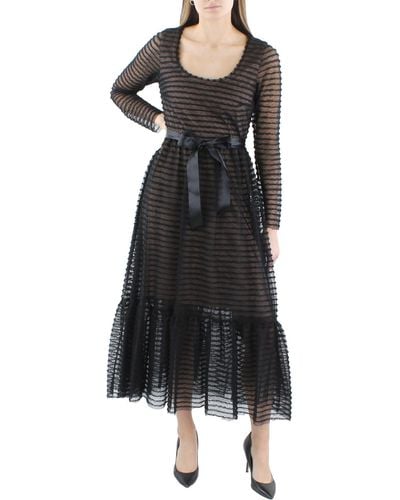 BCBGMAXAZRIA Midi Sheer Sleeve Cocktail And Party Dress - Black
