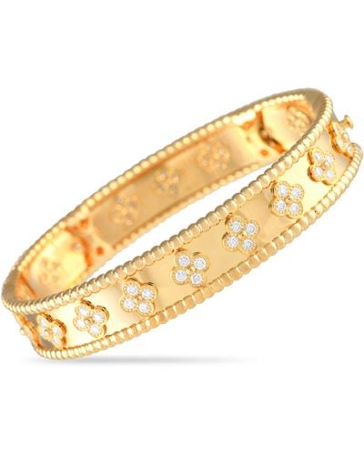 Van Cleef & Arpels Perlee 18k Yellow Gold 1.61ct Diamond Bracelet Size Small Vcar03yb00 - Metallic