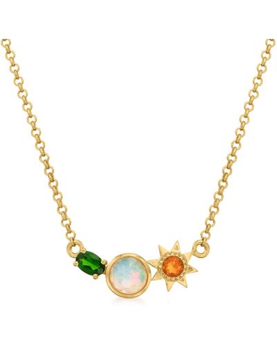 Ross-Simons Ethiopian And Fire Opal Sun Necklace - Metallic