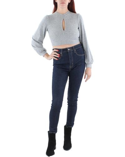 Almost Famous Juniors Knit Ribbed Crop Sweater - Blue