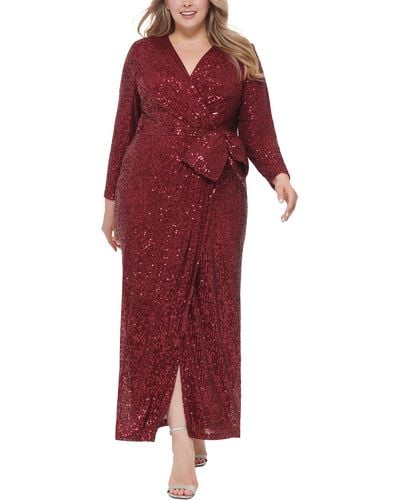 Eliza J Plus Sequined Formal Evening Dress - Red
