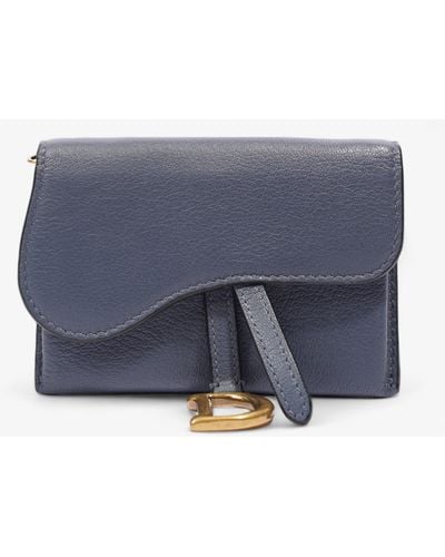 Dior Saddle Micro With Chain Leather Shoulder Bag - Blue