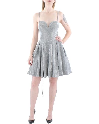 B Darlin Juniors Glitter Mini Fit & Flare Dress - Gray