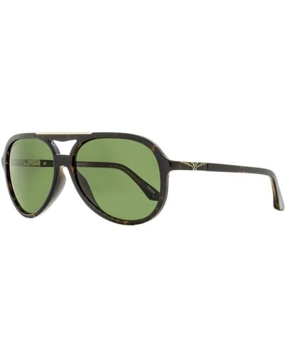 Longines Pilot Sunglasses Lg0003-h Dark Havana 59mm - Green
