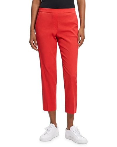 Theory Treeca Linen Blend High-rise Cropped Pants - Red