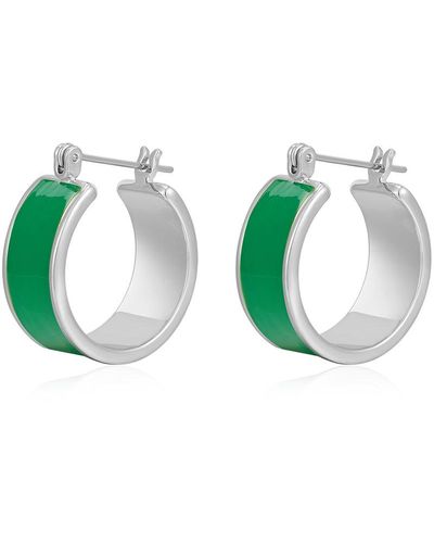 Luv Aj Positano Hoops- Emerald Green- Silver - White
