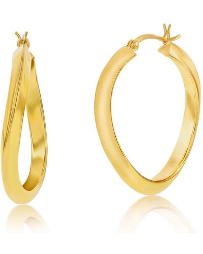 Simona Sterling Or Gold Plated Over Sterling 36mm Twist Hoop Earrings - White