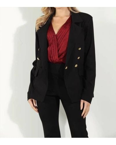 Veronica M Double Breasted Blazer With Gold Buttons - Black