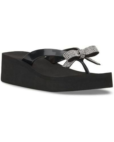 INC Magentaf Slip On Thong Wedge Sandals - Black