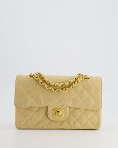 Chanel Small Fabric Classic Double Flap Bag With 24k Gold Hardware - Natural