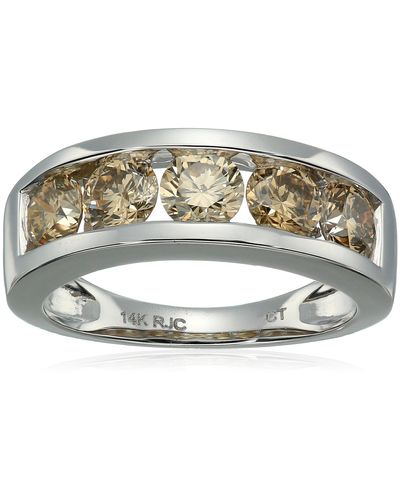 Vir Jewels 1.50 Cttw 5 Stones Champagne Diamond Wedding Band 14k Or Yellow Gold Channel I1-i2 - Metallic
