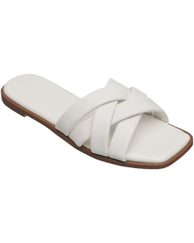 French Connection Shore Vegan Leather Slip On Slide Sandals - White