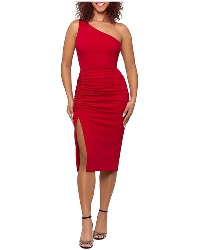 Aqua One Shoulder Knee-length Cocktail And Party Dress - Red