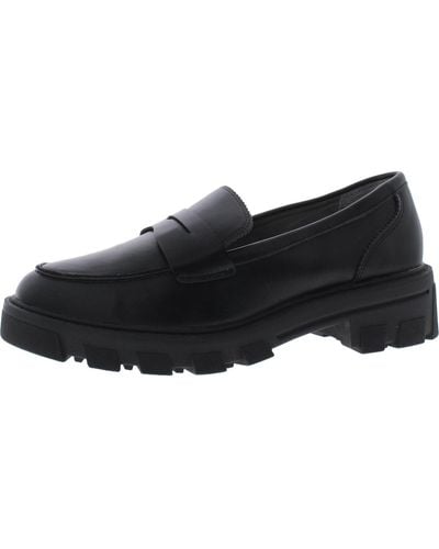 Adam Tucker Lander 18 Faux Leather Block Heel Loafers - Black
