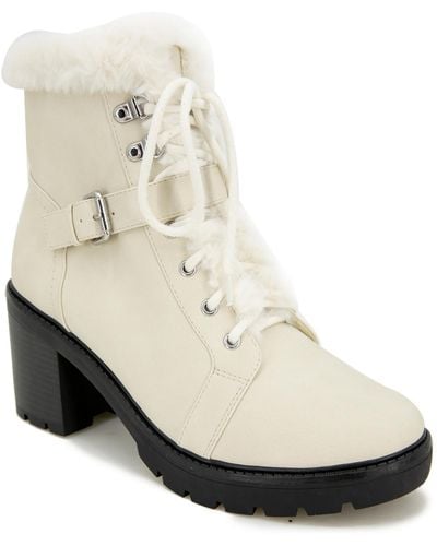 Esprit Elaine Leather Lace Up Ankle Boots - Natural