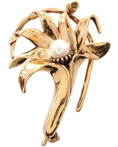Stella McCartney Earrings Flower Motif Gp Fake Pearl Goldfor One Ear - Metallic