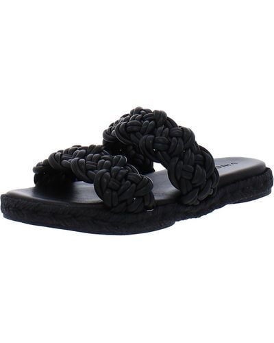 Vince Sullivan Leather Slip On Slide Sandals - Black