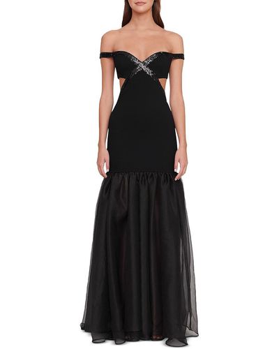STAUD Emmaline Cut-out Embellished Evening Dress - Black