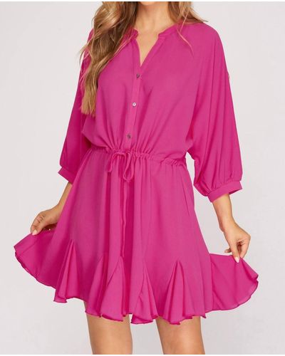 She + Sky Woven Dress - Pink