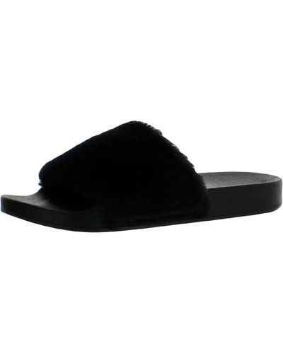 Madden Girl Fancy Slip On Rhinestone Slide Sandals - Black