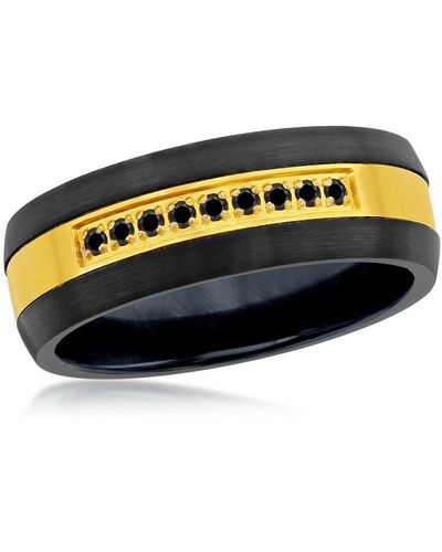 Black Jack Jewelry & Gold W/ Cz Tungsten Ring - Black