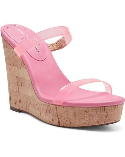 Jessica Simpson Tumile Open Toe Slip On Wedge Sandals - Pink