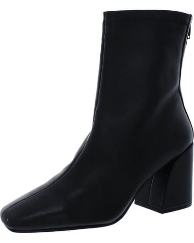 Aqua Julie Leather Square Toe Mid-calf Boots - Black