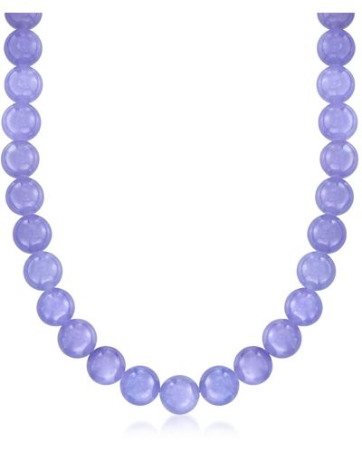 Ross-Simons 10mm Lavender Jade Bead Necklace - Blue