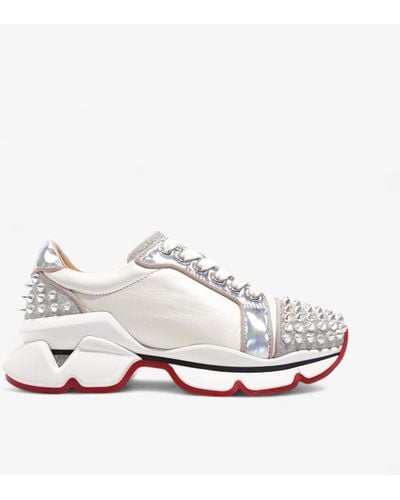 Christian Louboutin Vrs 2018 Orlato Flat Sneakers / Silver Leather - White