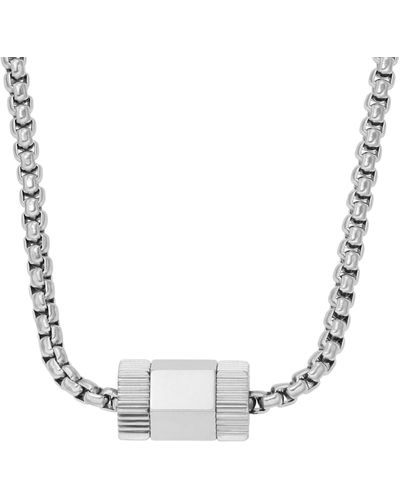Fossil Icons Stainless Steel Chain Necklace - Metallic