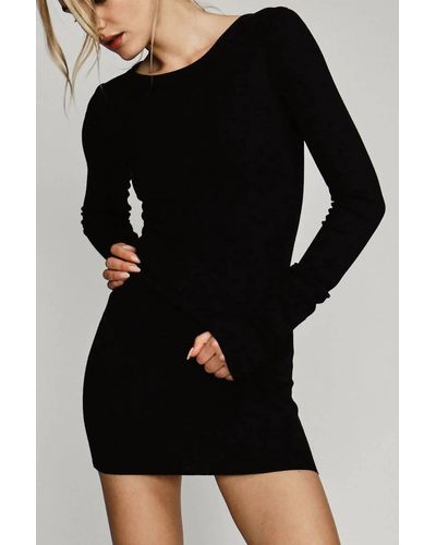 Enza Costa Textured Knit Long Sleeve Mini Dress - Black