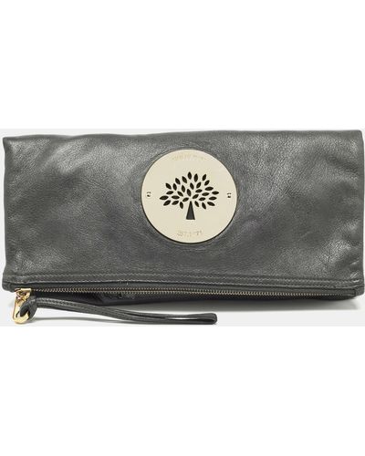 Mulberry Leather Daria Fold-over Clutch - Gray