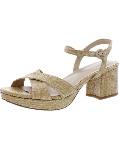 Anne Klein Ankle Open Toe Heels - Natural