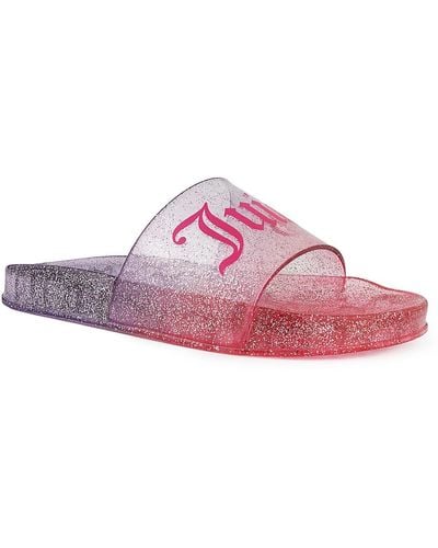 Juicy Couture Bex Glitter Open Toe Slide Sandals - Pink