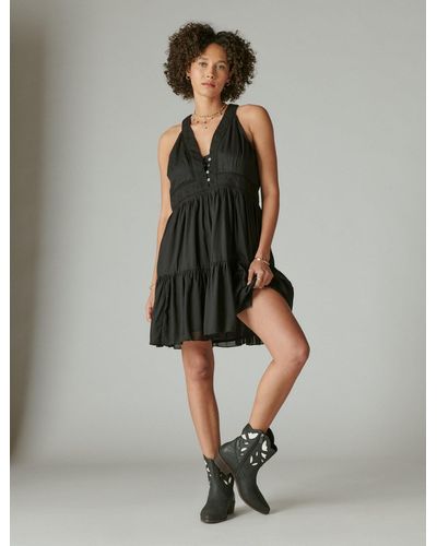 Lucky Brand Schiffley Trim Mini Dress - Black