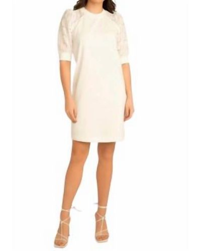 EsQualo Sweatshirt Dress With Lace Sleeves - White