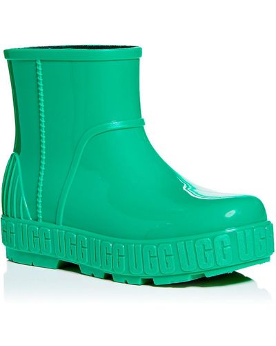 UGG Drizlita Patent Leather Ankle Rain Boots - Green
