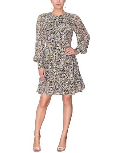 Rachel Roy Floral Mini Fit & Flare Dress - Gray