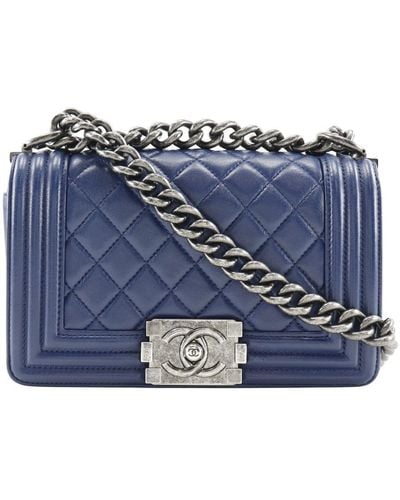 Chanel Boy Leather Shoulder Bag (pre-owned) - Blue