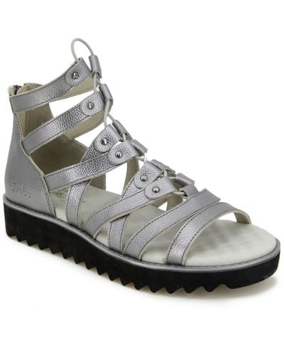 Jambu Rome Leather Flatform Gladiator Sandals - Gray