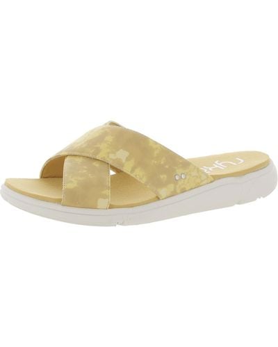 Ryka Malin Flat Slip On Slide Sandals - Yellow