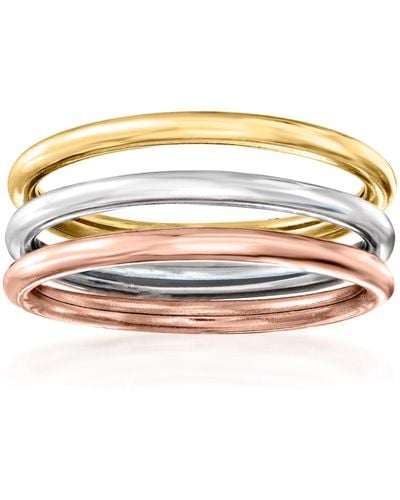 Ross-Simons 14kt Tri-colored Gold Jewelry Set: 3 Polished Bands - Multicolor