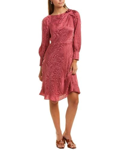 Rebecca Taylor Swirl Jacquard Silk-blend Dress - Red
