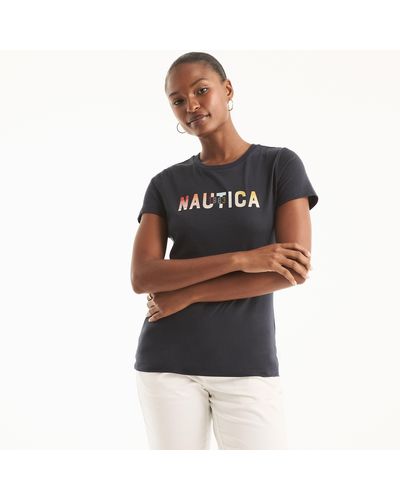 Nautica Sustainably Crafted Foil 1983 Graphic T-shirt - Black