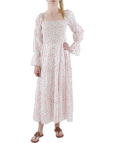 Lucy Paris Floral Print Puff Sleeve Maxi Dress - Pink