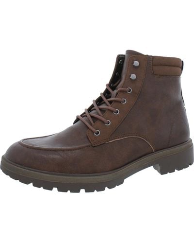 Dr. Scholls Grayton Faux Leather Ankle Combat & Lace-up Boots - Brown