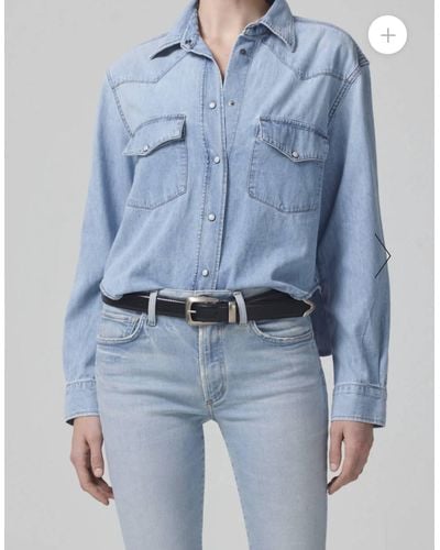 Citizens of Humanity Cropped Western Shirt - Blue